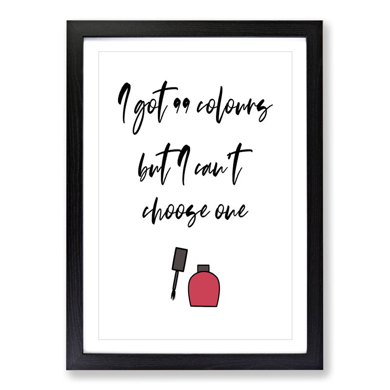 99 Colours - Picture Frame Typography, 48cm H x 36cm W x 2cm D, Black