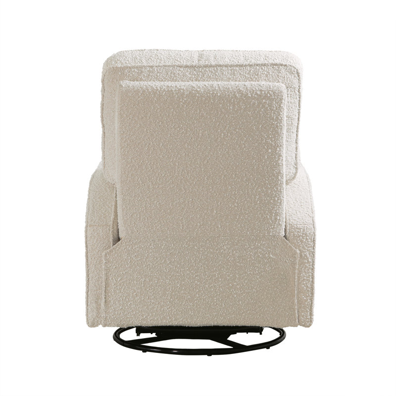 Tucker Swivel Reclining Glider, Cream Boucle