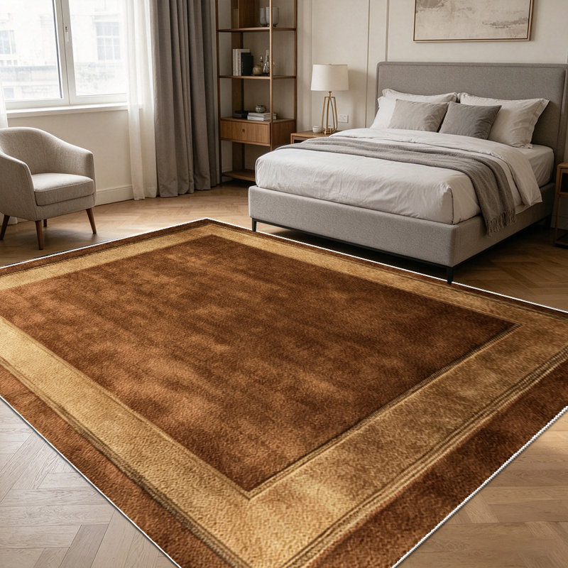 1PC Vintage Distressed Brown Bordered Farmhouse area rugs for Living Room, Soft and Comfortable, Suitable for all seasons, easy-to-maintain, machine washable Indoor floor mat, Under Table Farmhouse suitable for Dining Room, Bedroom, Entryway, Home