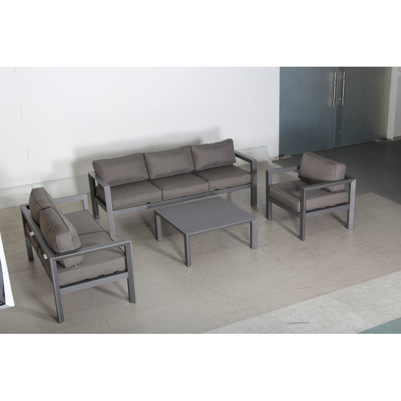 Abygayle 6 - Person Patio Conversation Set with Cushions, Light Beige