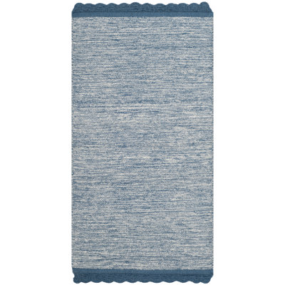 Mohnton Handmade Flatweave Cotton Blue Area Rug