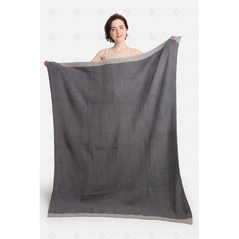 Solid Color Luxury Soft Throw Blanket W/ Colored Edges, Pink