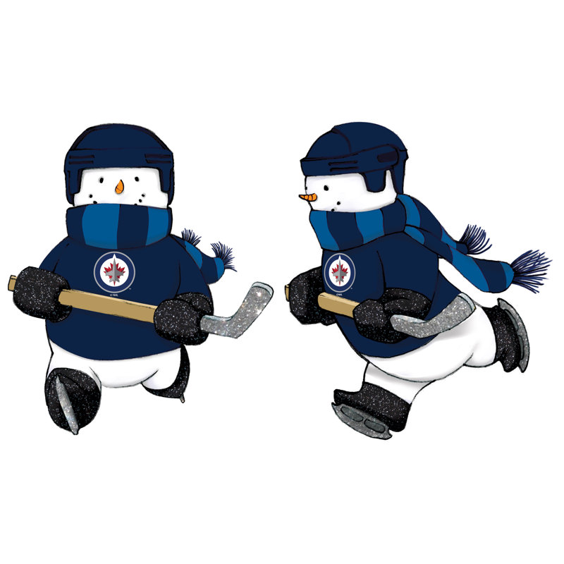 Ornement en forme de bonhomme de neige en verre soufflé NHL, Winnipeg Jets