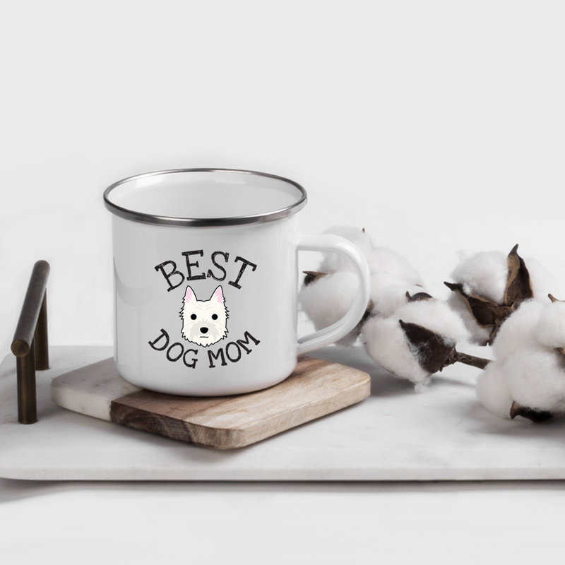 Tasse de camping Best Dog Mom, Terrier des Highlands de l'Ouest blanc