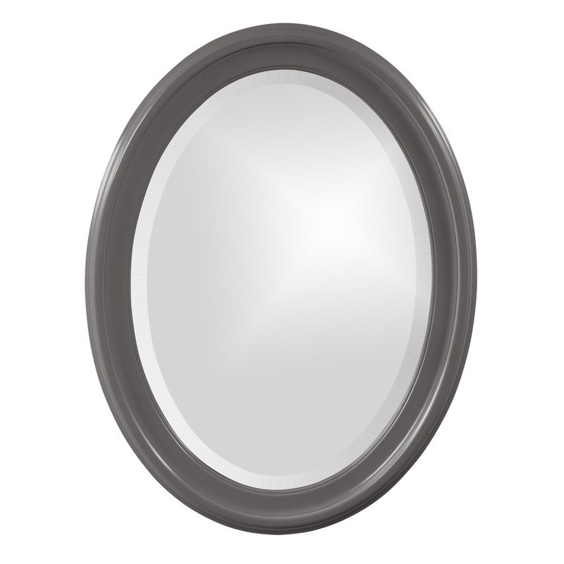 Borna Solid Wood Oval Mirror, Charcoal