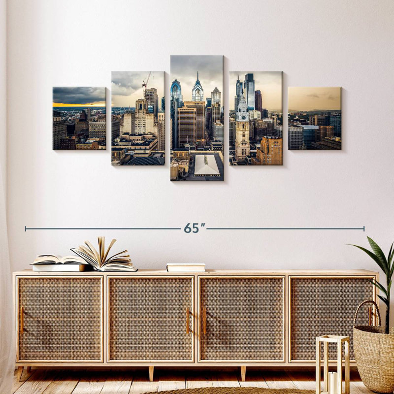Stormy Skyline Of Philadelphia, 24" H x 55" W