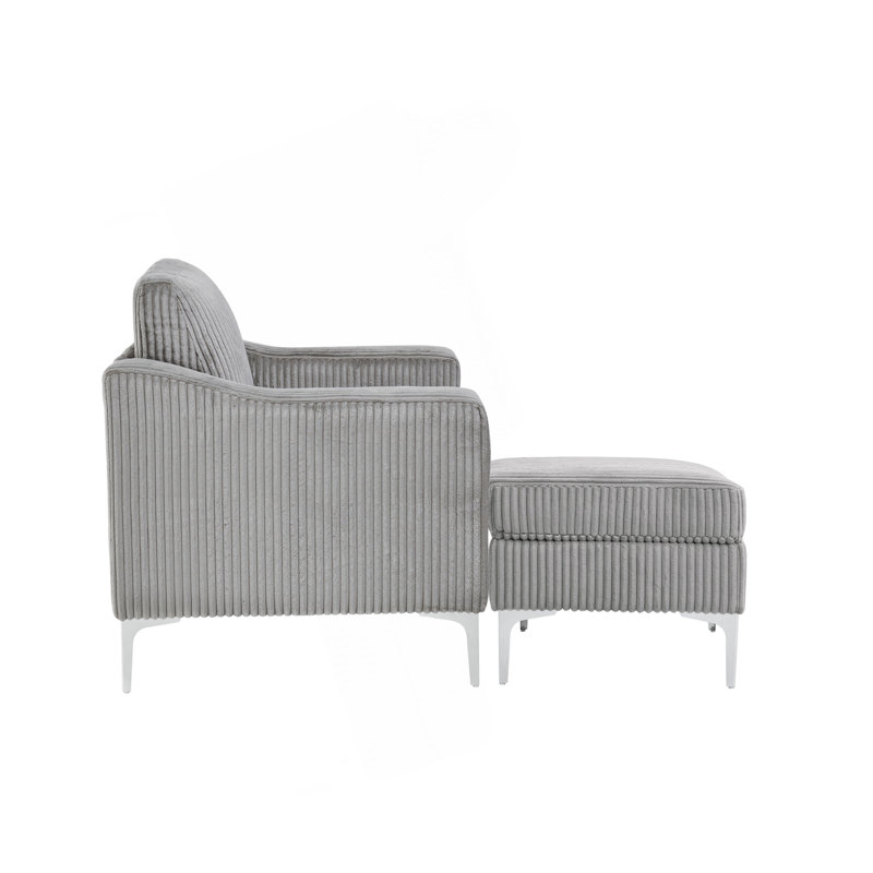 Ebern Designs Convertible Sectional Corduroy Sofa With Storage Ottoman ...