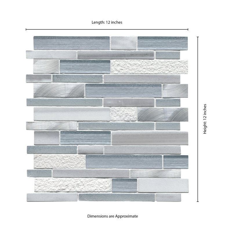 Alessio Interlocking 12 in. x 12 in. Glass, Stone and Metal Blend Mosaic Wall Tile