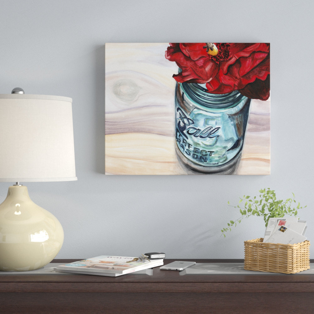 " Mason Jar And Flowers II " East Urban Home