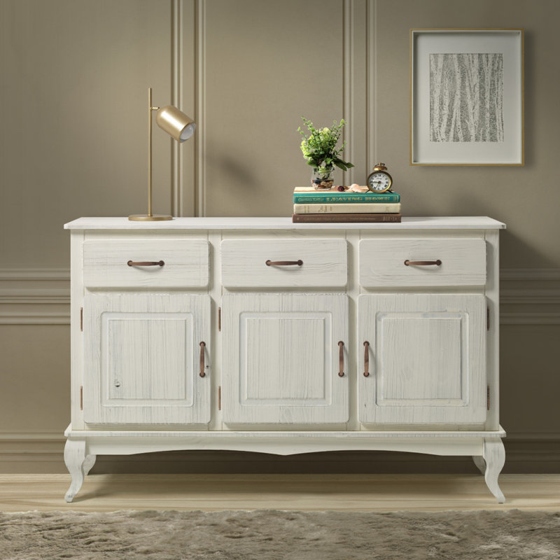 Wednesbury 57.28'' Solid Wood Sideboard, White Distressed