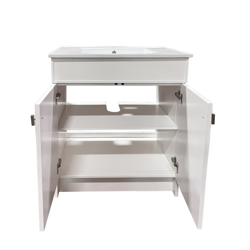 Meuble-lavabo simple 31 "avec plateau SmartFold, Nickel brossé