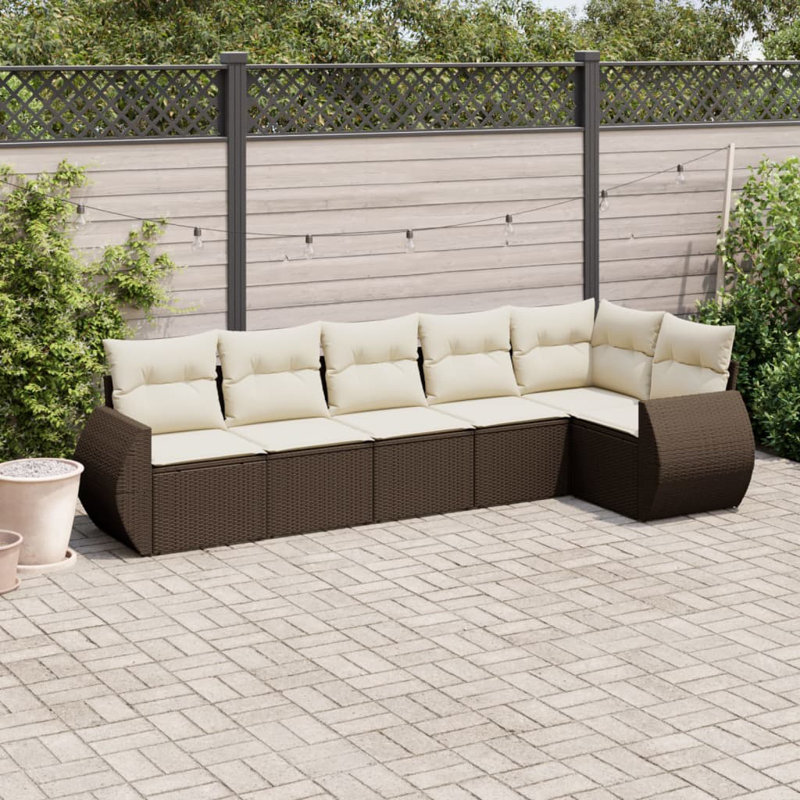 Ensemble de canapé de jardin en rotin PE brun Vidaxl, acier thermolaqué, polyester