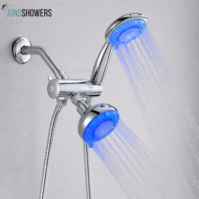 Pomme de douche à DEL à changement de couleur à eau Juno - fixation murale avec inverseur 3 voies