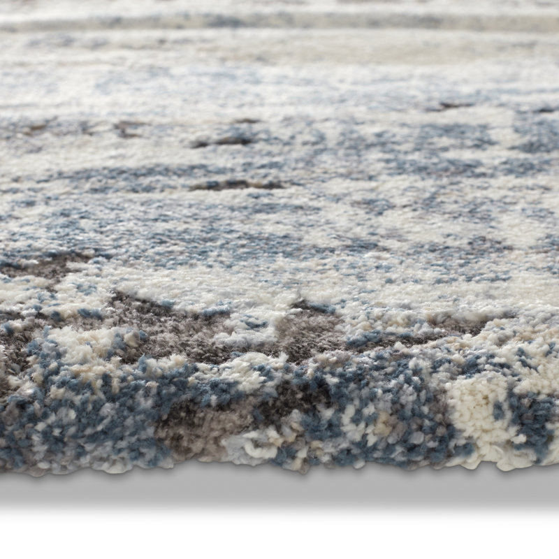 Ferris Benton FRR01 Abstract Blue/Grey Area Rug (3'X10'), Runner 3' x 10'