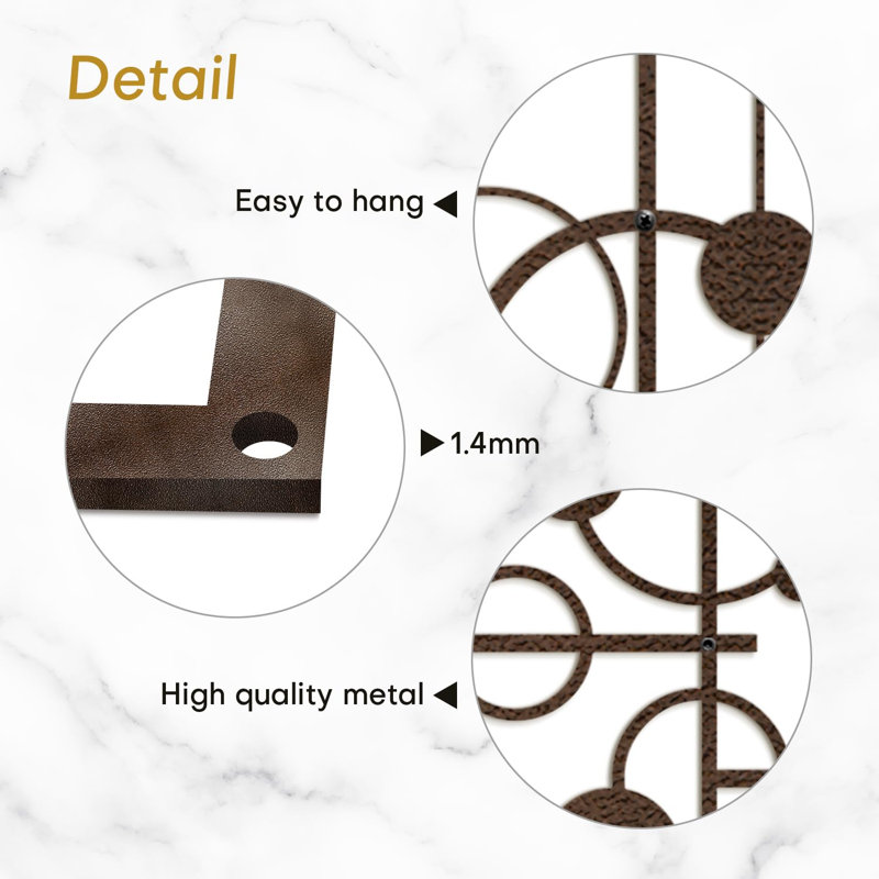 Décoration murale en métal, Bronze, H 18 po x l 9 po x P 0,05 po