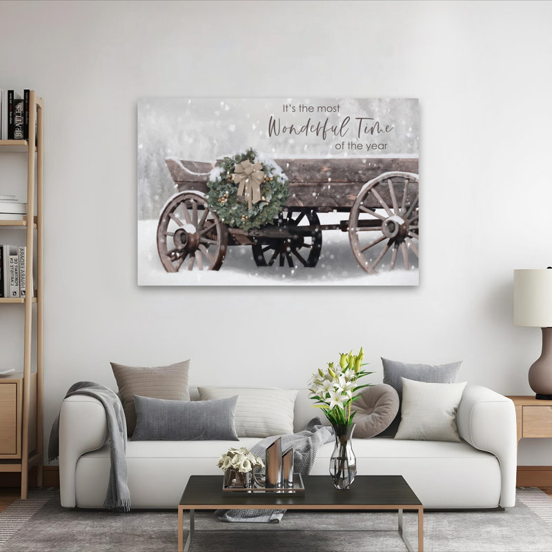 Merveilleux wagon de l'époque - couronne de Noël vintage, H 40 po x l 60 po