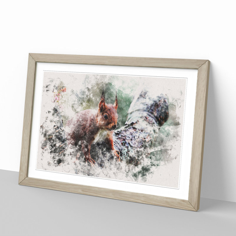 Red Squirrel Vol.1 - Picture Frame Painting, 36cm H x 48cm W x 2cm D, Oak Framed