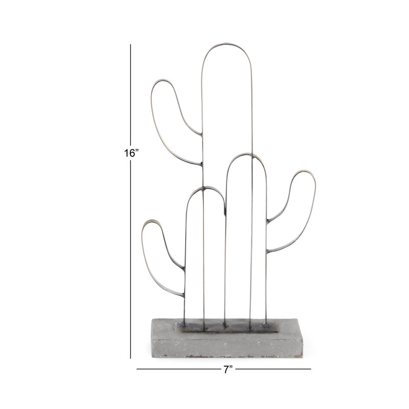 Sculpture de cactus en métal Orwell, H 16 po x l 7 po x P 3 po