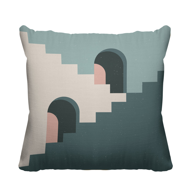 Coussin décoratif intérieur / extérieur Minimalist Architecture, L 17 po x H 17 po, Beige