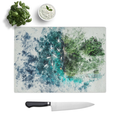 Boats in Cebu Philippines Watercolour Chopping Board