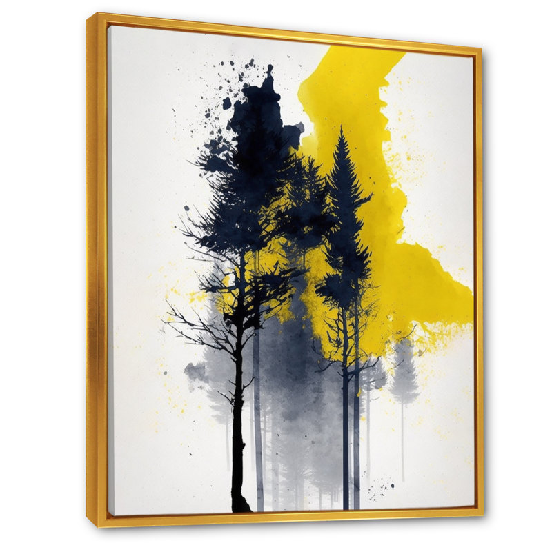 Jaune majestueux II - impression, H 32 po x l 24 po x P 1 po, Cadre flottant doré