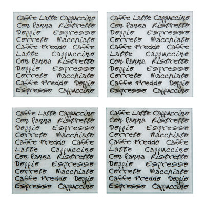 Glass Square 4 Piece Coaster Set