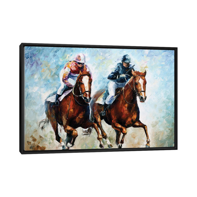 «Close Race», art mural sur toile tendue, H 18 po x l 26 po x P 1,5 po, Toile avec cadre noir, Pas de tapis