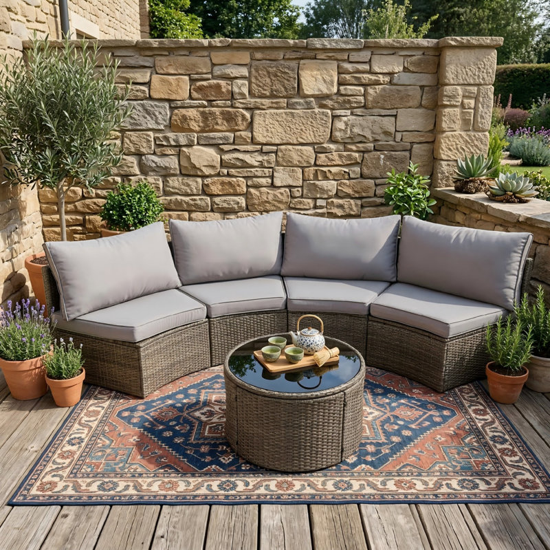 Ensemble de canapé d'extérieur modulaire demi-lune