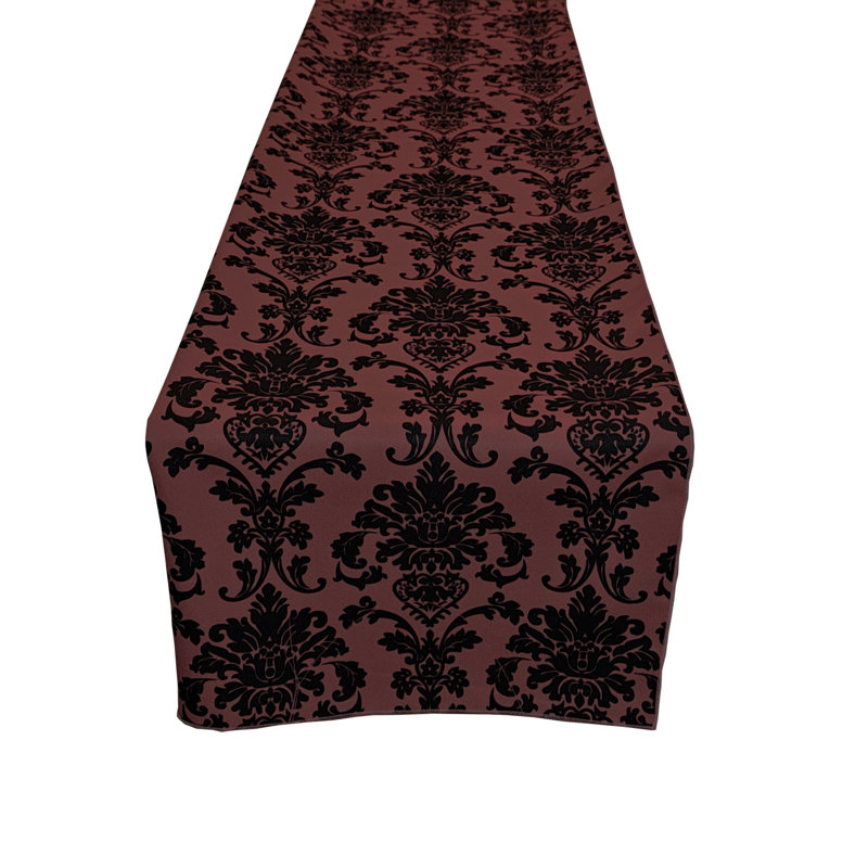 Poplin Damask Table Runner, 108" L x 12" W, Burgundy