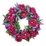 22" Grapevine Wreath With Peonies And Heather