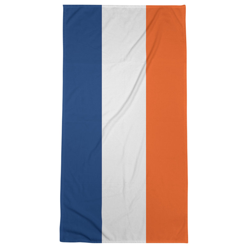 Bath Towel, Blue/White/Orange, Polyester/Cotton