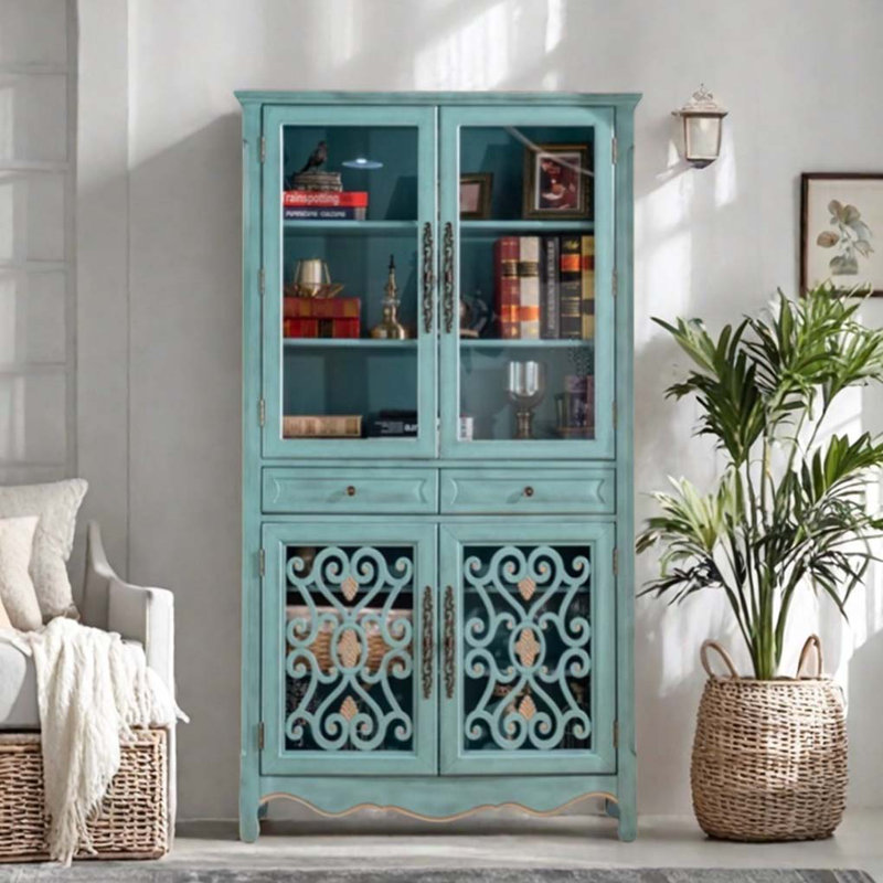 Bibliothèque vintage avec rangement bleu