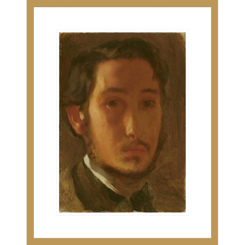 Autoportrait avec collier blanc par Edgar Degas - Impression sur toile, H 21,75 po x l 17 po