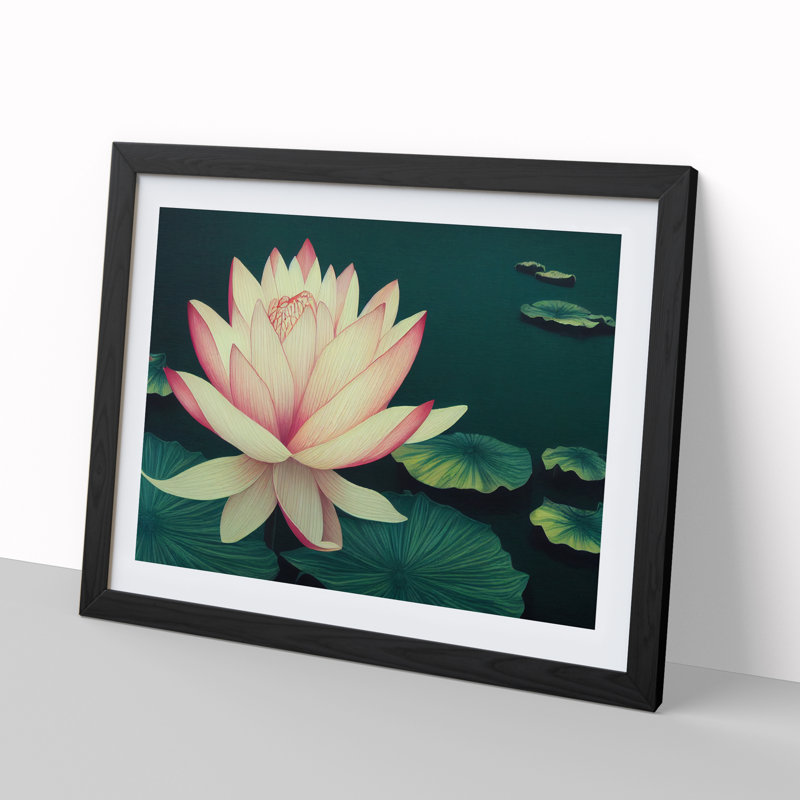 Victorious Lotus Flower - Framed Print, Black, 46cm H x 64cm W x 2cm D