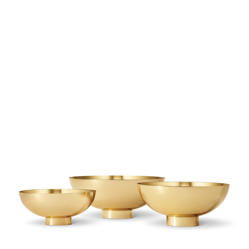 Small Gold Ceramic Footed Serving Bowl