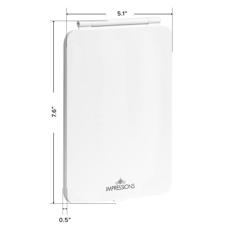Touch Pad Mini Tri Tone LED Makeup Mirror with Flip Cover, Vanity Lighted Mirror, White