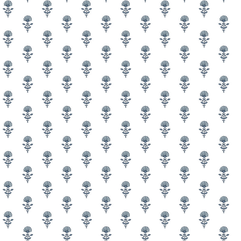 Floral Double Roll, Blue Heather