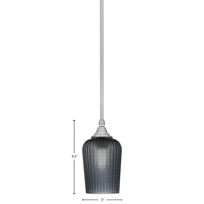 Mini-luminaire suspendu avec tige en verre 5 po, Fumée