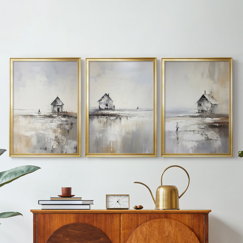 NAUTICAL Series DL - Toile tendue avec châssis sur mesure - 3 pièces, H 21 po x l 30 po, Doré