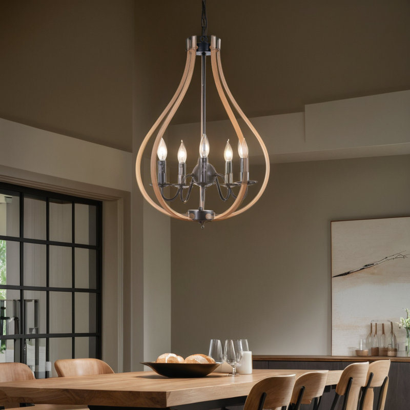 Lustre en fer noir 5 têtes
