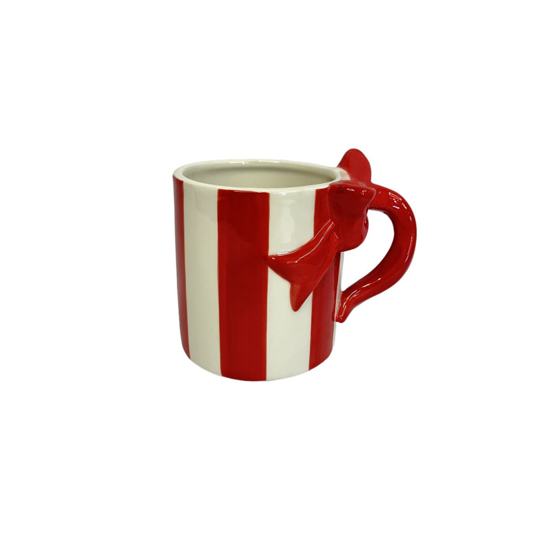 Candy Striped Mug with Bow