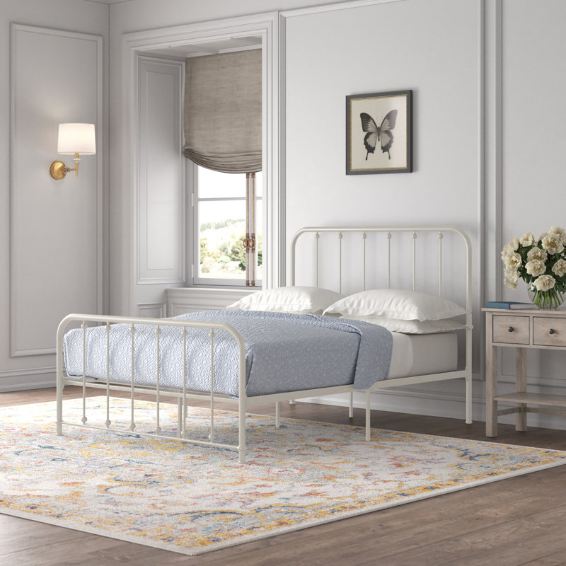 Lit plateforme Lueras, Double, Blanc cassé