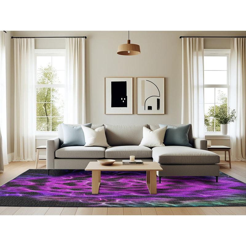 Tapis à tisser rose/vert/noir, Rectangle 6 pi x 9 pi