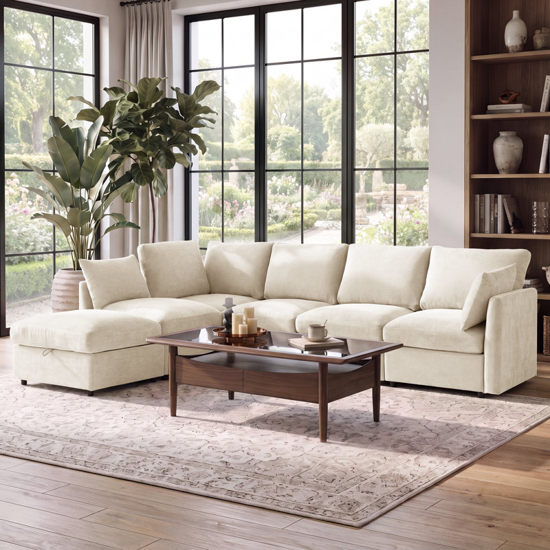  Canapé modulaire en U Sarang, Chenille beige