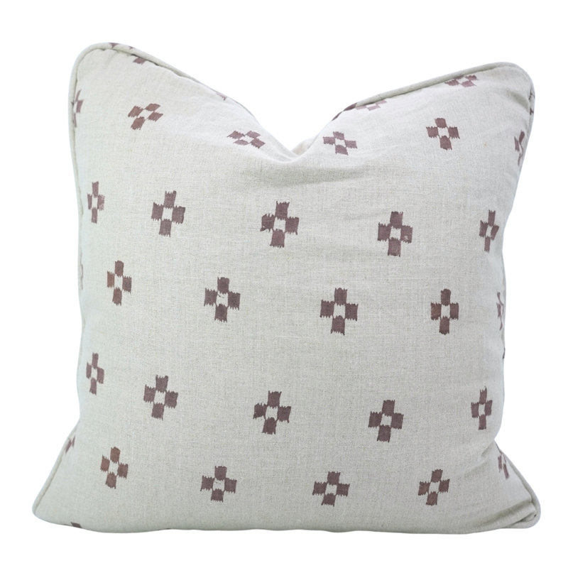 Coussin en lin fabriqué à la main de première qualité à motif de passepoil pour divan Fab Fabine - Barfi, Square 14"