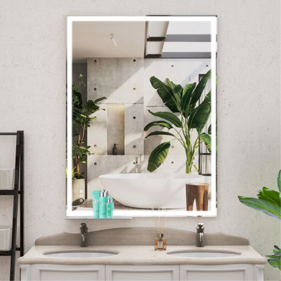 30x36 inch LED Bathroom Vanity Mirror Wall Mounted Adjustable White/Warm/Natural Lights Anti-Fog Touch Switch with Memory Modern Smart Large Bathroom Mirrors