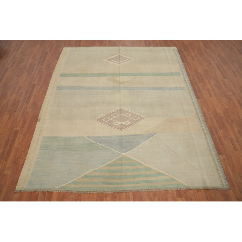 Tapis kilim 8 x 10 avec motifs géométriques Minimalist