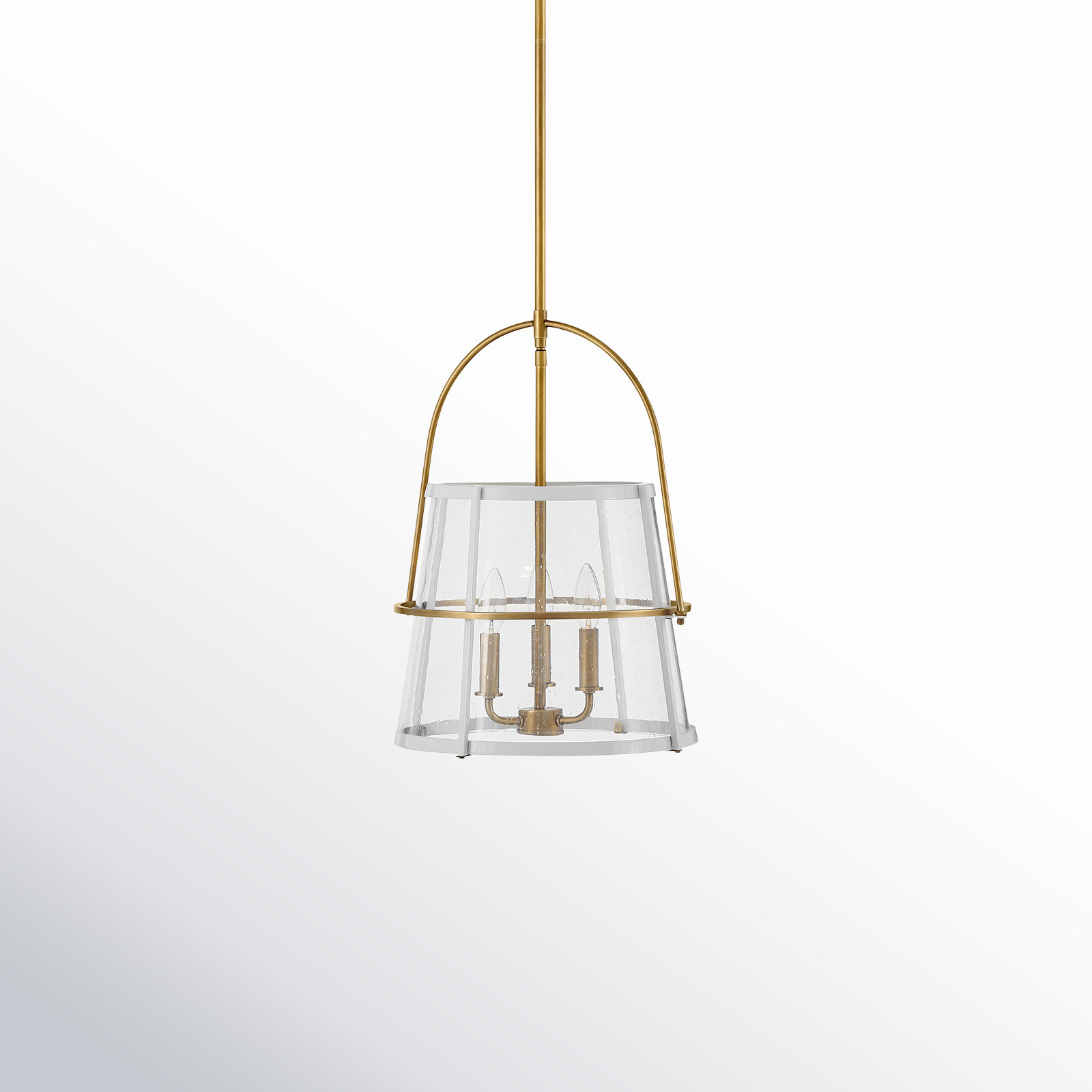 Eralia 3 Light Glass Dimmable Pendant, Heritage Brass/Polished White