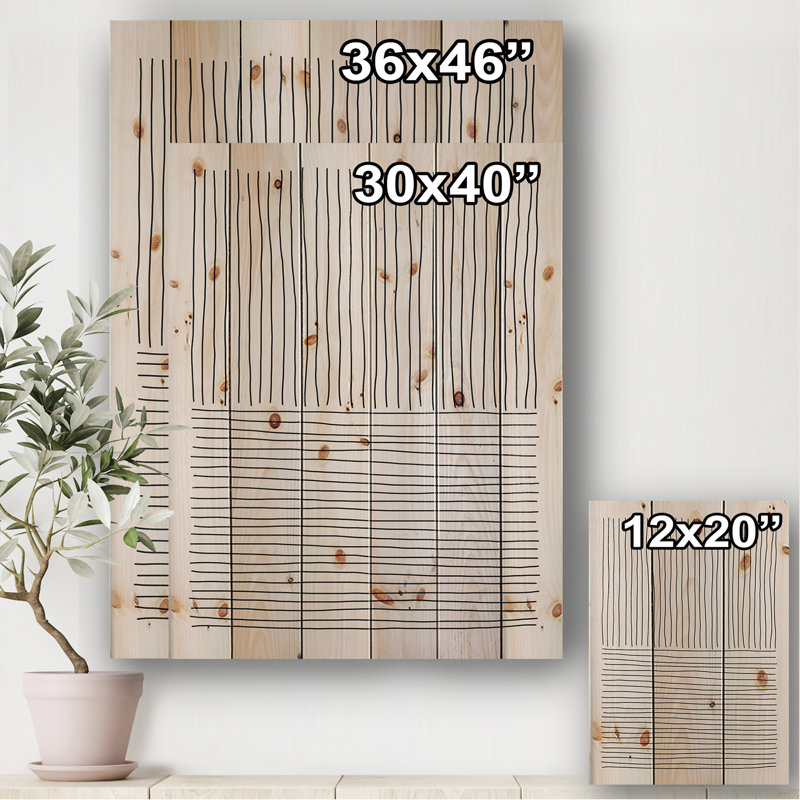 Minimal Geometric Lines III - Sans cadre, reproduction d'art sur bois, H 46 po x l 36 po x 1,5 po
