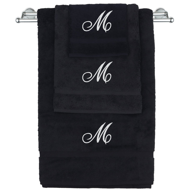 Ensemble de serviettes Marcelline, Noir / blanc, M